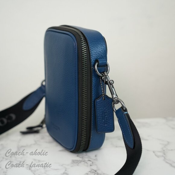 NWT Coach CL948 Stanton Crossbody Bag In Refined Pebble Leather Deep Blue - Picture 5 of 12